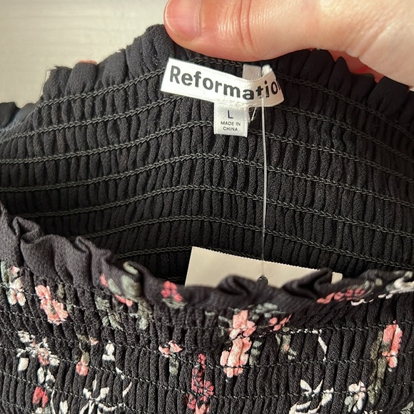 Reformation Pinto Shirred Floral Print Blouse in Jolene Size L - Picture 8 of 12